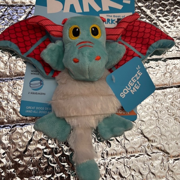 BarkBox Grimbold The Dragon Squeaky Plush Crinkly Tug & Shake Dog Toy 7.5" Bark - Picture 1 of 1